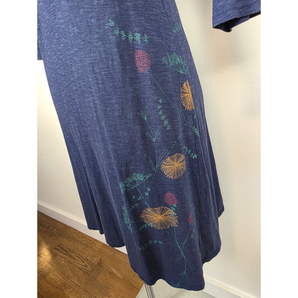 Horny Toad Navy Blue Dress Womens Small Embroidered Floral 3/4 Sleeve Casual - Picture 4 of 7